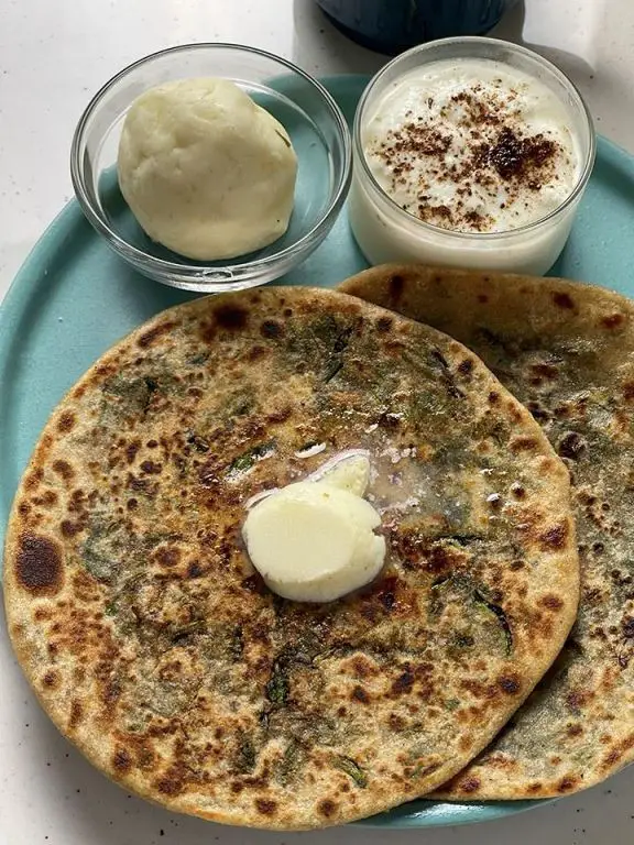 Methi Stuffed Paratha with Ghee