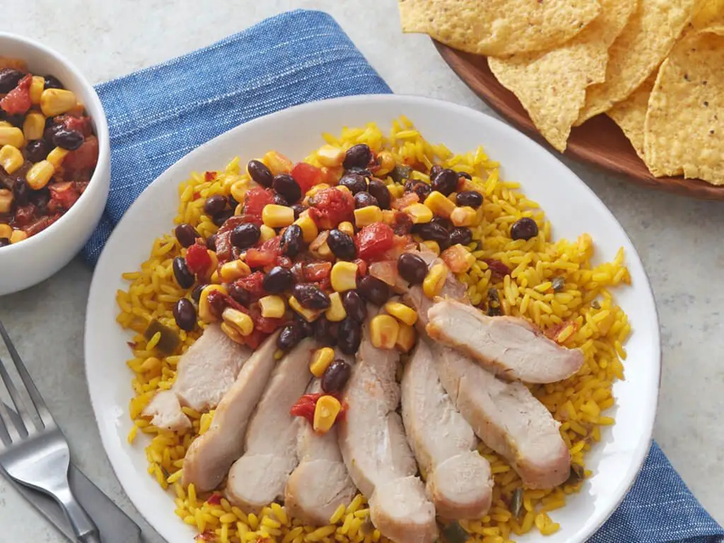 Mexican Chicken Thighs with Corn and Beans