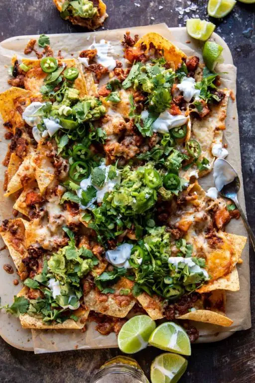Mexican Chicken and Rice Nachos with Jalapeños