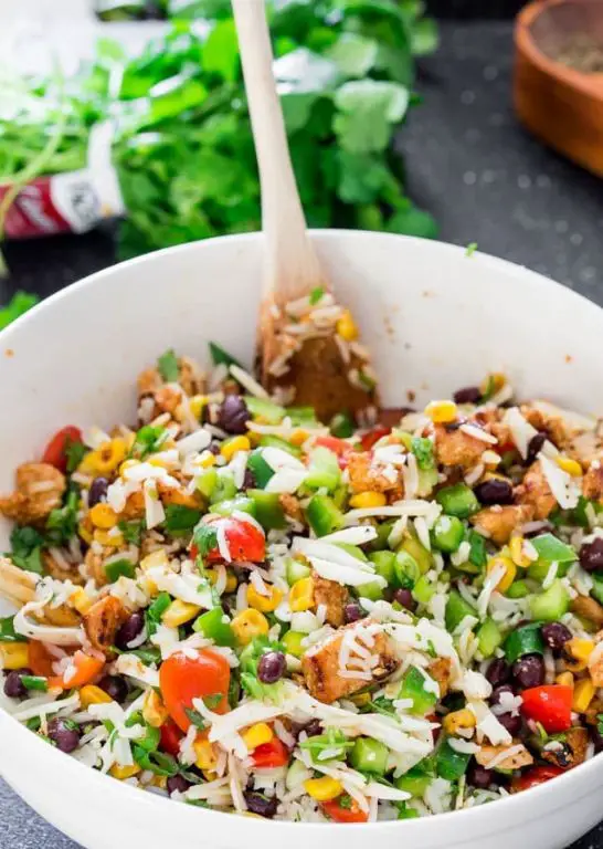 Mexican Chicken and Rice Salad with Lime Dressing