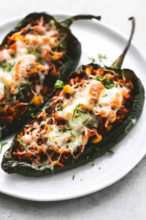 Mexican Rice Stuffed Poblano Peppers