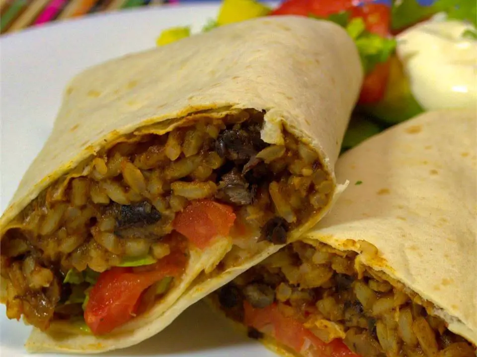 Mexican Rice and Black Bean Burritos