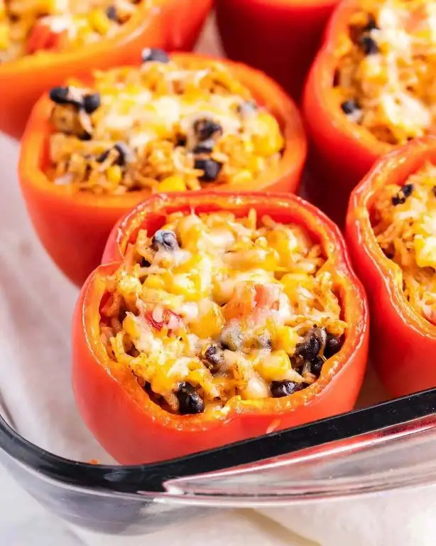 Mexican Rice and Cheese Stuffed Peppers