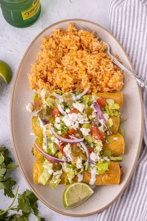 Mexican Rice and Chicken Flautas