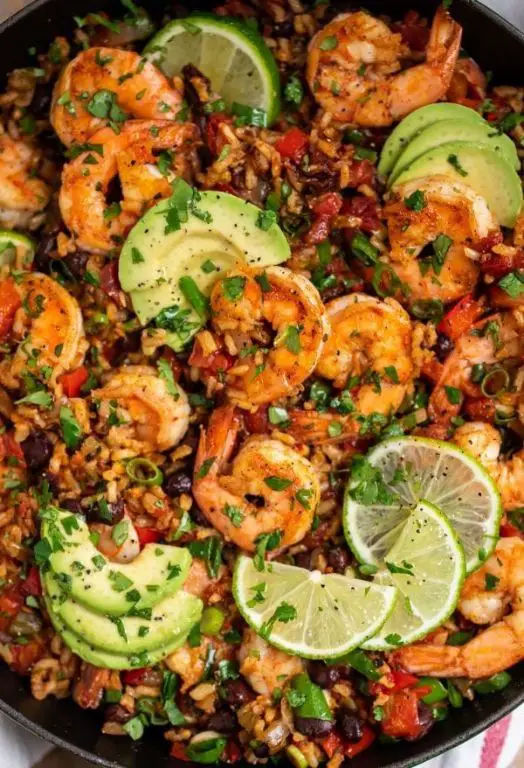 Mexican Rice and Shrimp Skillet