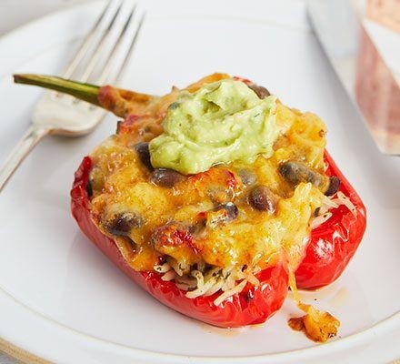 Mexican-Style Stuffed Peppers with Guacamole