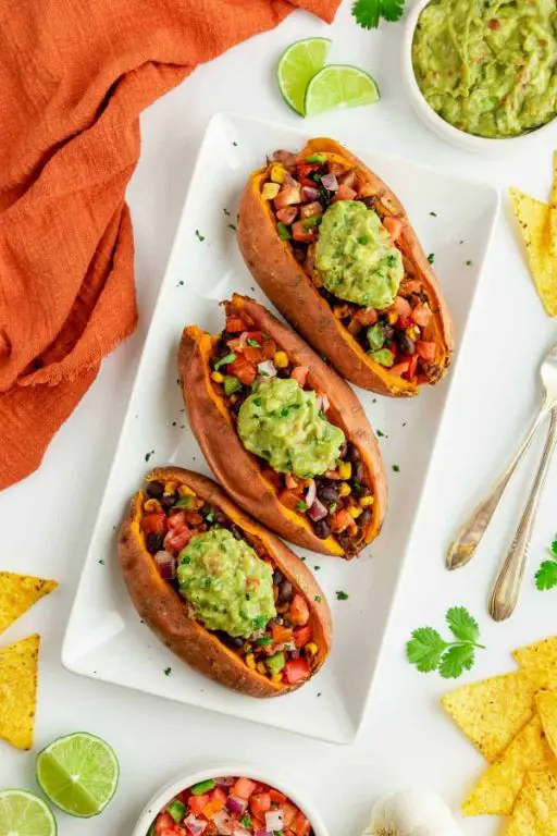 Mexican-Style Stuffed Sweet Potatoes with Guacamole