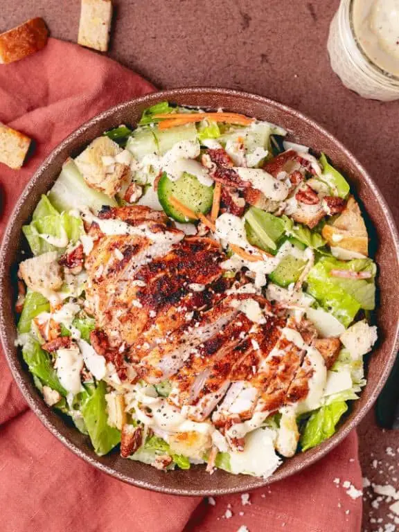 Microwaved Chicken Caesar Salad