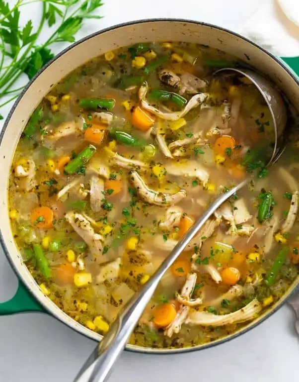 Microwaved Chicken and Vegetable Soup