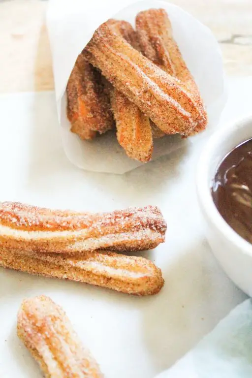 Mini Churro Bites with Chocolate Ganache