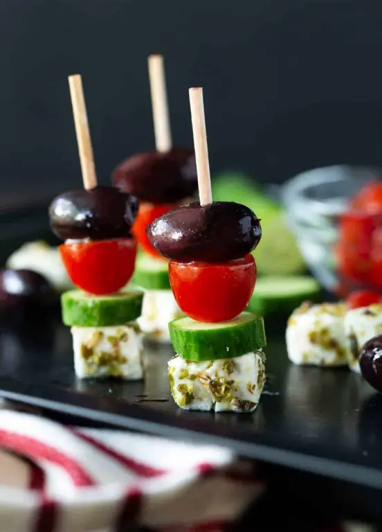Mini Cucumber and Feta Cheese Skewers