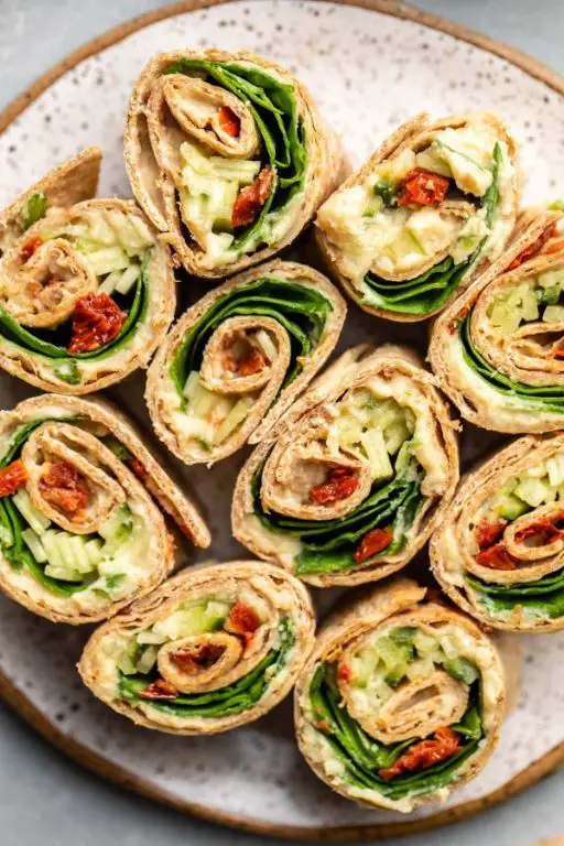 Mini Cucumber and Hummus Stuffed Wraps