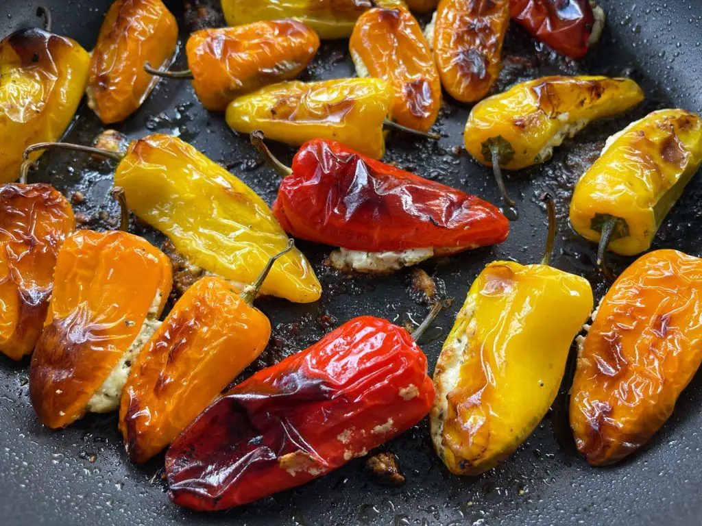 Mini Eggplant and Feta Stuffed Peppers