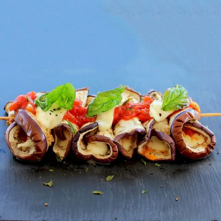 Mini Eggplant and Mozzarella Skewers