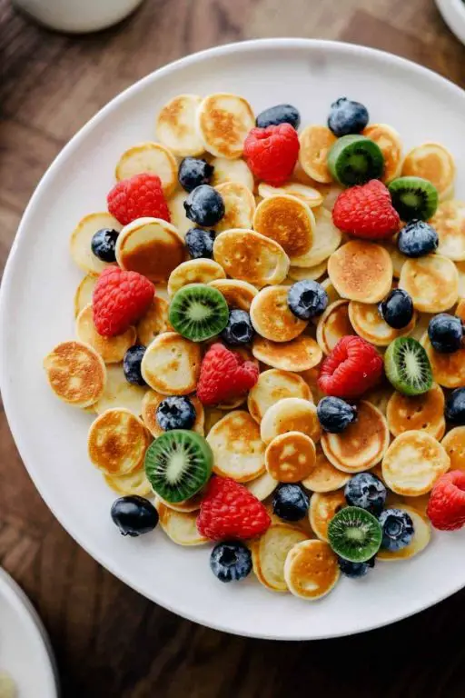 Mini Pancakes with Maple Syrup and Berries