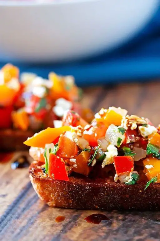Mini Pepper Bruschetta with Tomato and Basil