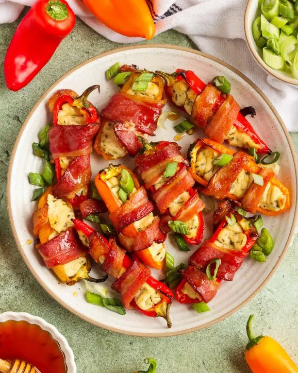 Mini Pepper Poppers with Bacon and Cheddar