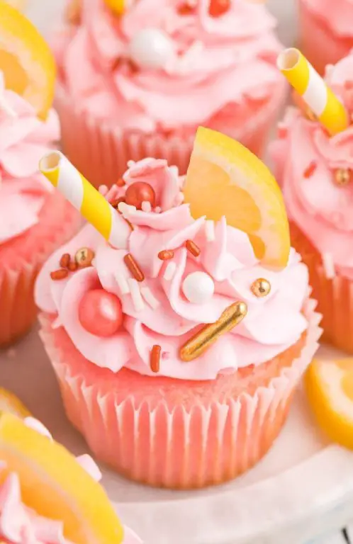 Mini Pink Lemonade Cupcakes with Sprinkles
