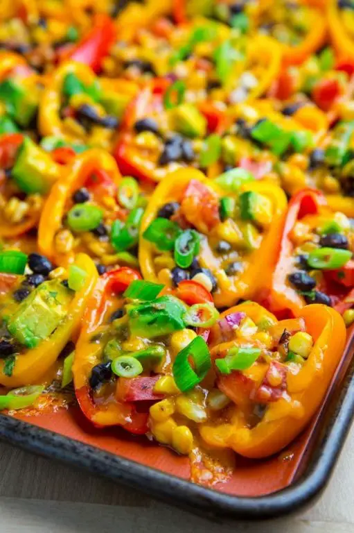 Mini Sweet Pepper Nachos with Avocado Salsa