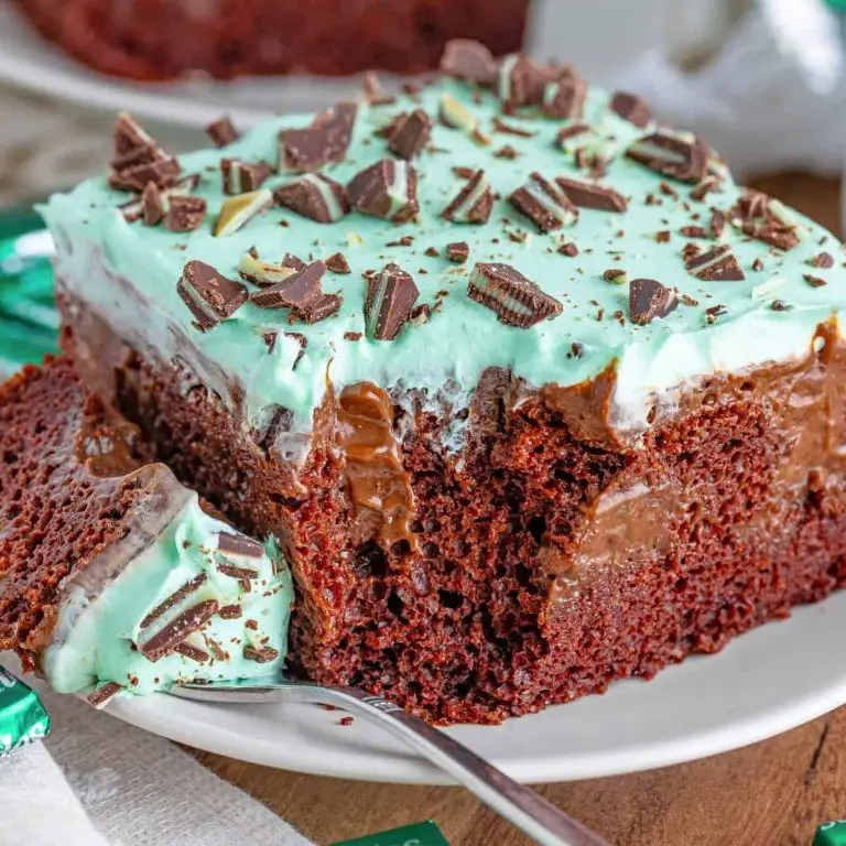 Mint Chocolate Poke Cake with Cream Cheese Frosting