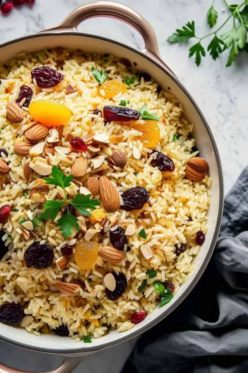 Moroccan Saffron Rice with Dried Fruits
