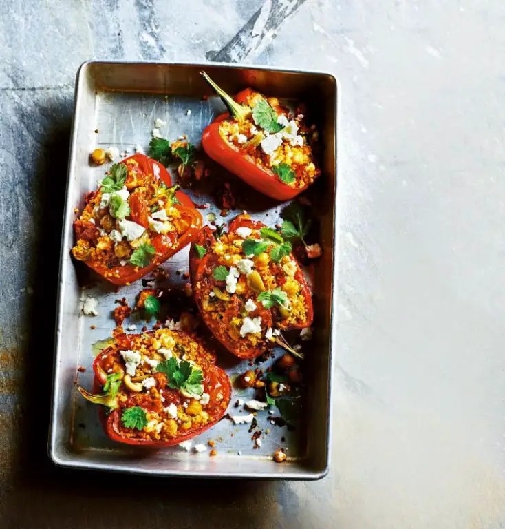 Moroccan-Style Couscous and Chickpea Stuffed Peppers