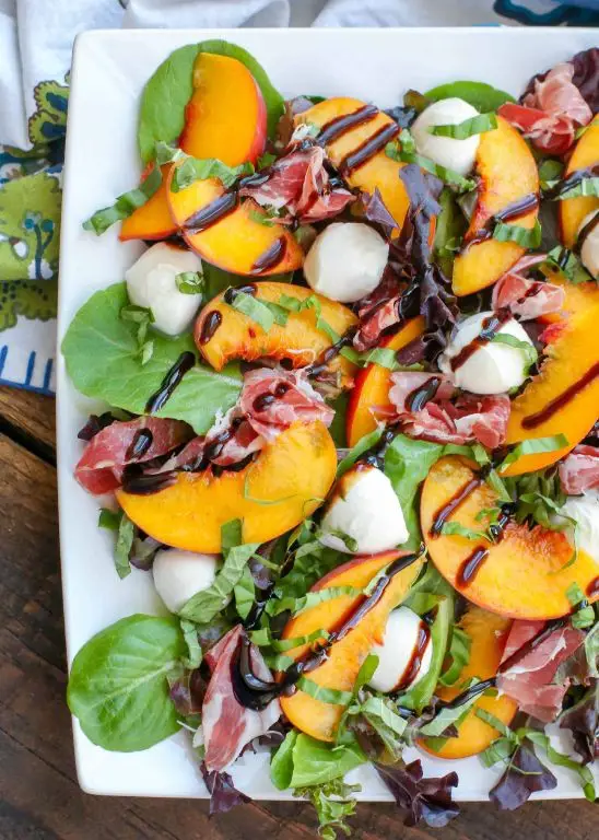 Mozzarella Pearls and Grilled Peach Salad