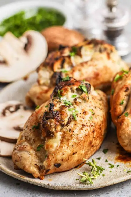 Mushroom and Cream Cheese Stuffed Chicken Breast