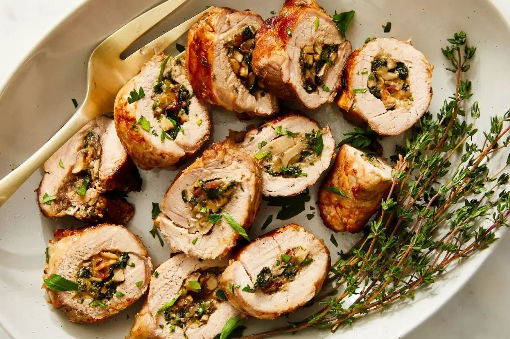 Mushroom and Gruyere Stuffed Pork Loin