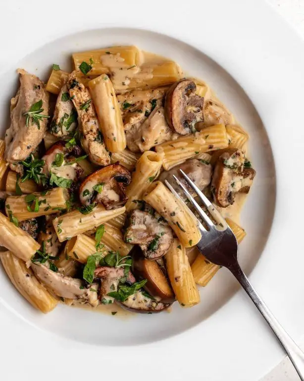 Mushroom and Thyme Chicken Penne Pasta