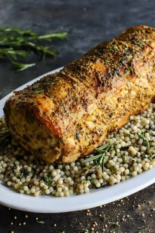 Mustard and Herb Roasted Bone-In Pork Loin
