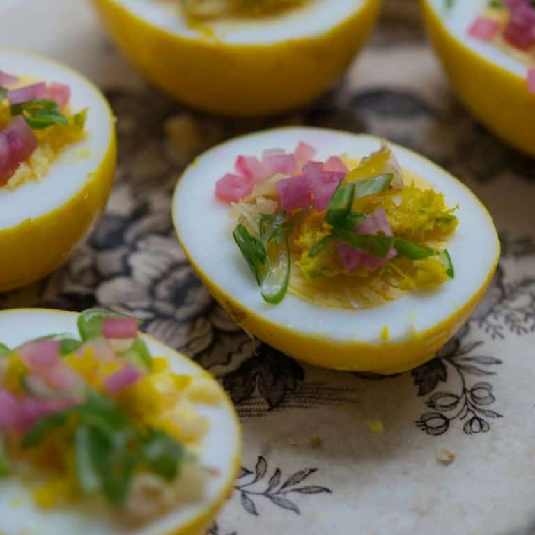 Mustard and Turmeric Pickle Quail Eggs