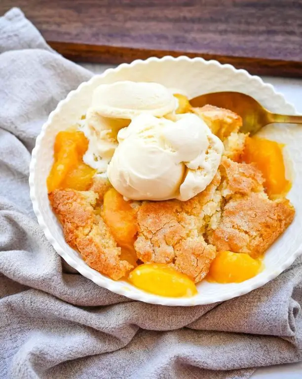 Nectarine Cobbler with Vanilla Ice Cream