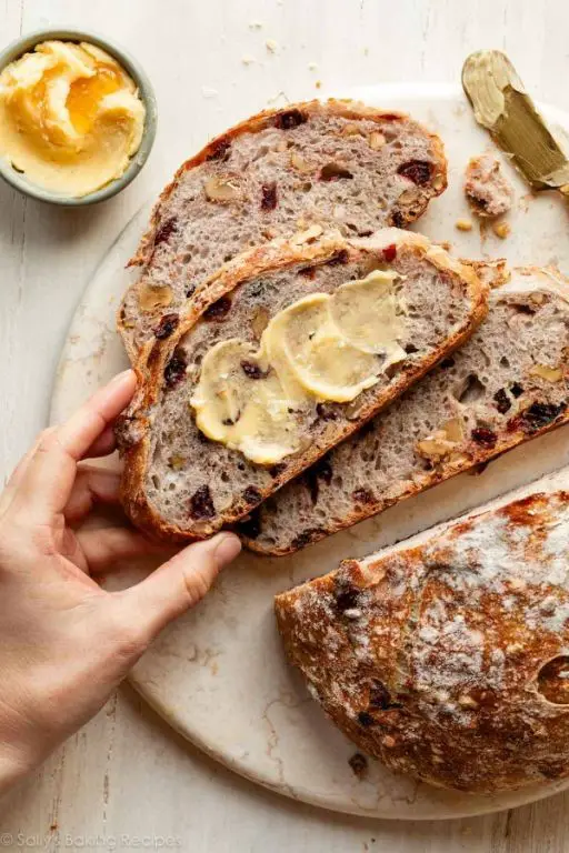 No Knead Cranberry Walnut Bread