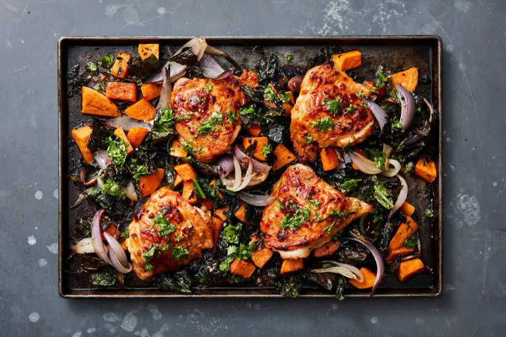 One-Pan Baked Chicken and Sweet Potatoes