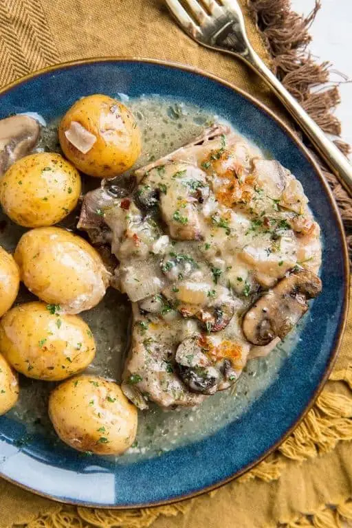 One-Pan Pork Chops with Mushrooms and Potatoes