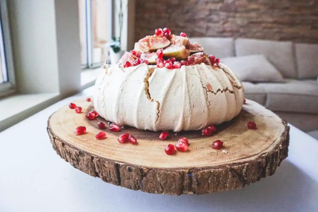 Orange Blossom Pavlova with Pomegranate Seeds