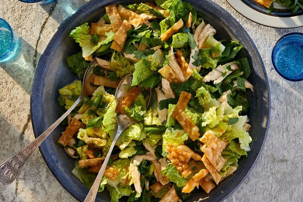 Oriental Chicken Salad with Crispy Wonton Strips