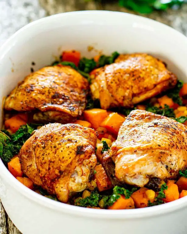 Oven-Roasted Chicken Thighs with Sweet Potatoes