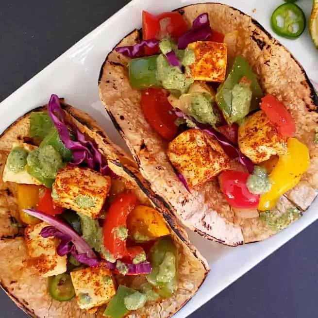Palak Paneer Tacos with Fresh Salsa