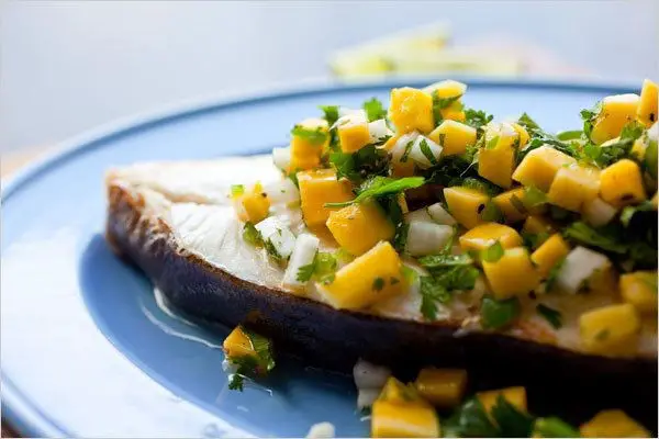 Panko Crusted Halibut with Mango Salsa