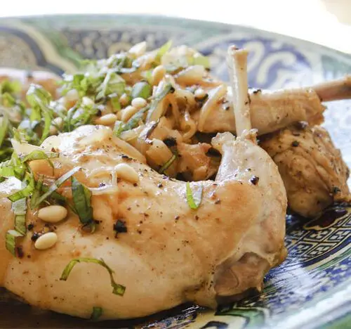 Pan-seared rabbit with balsamic glaze