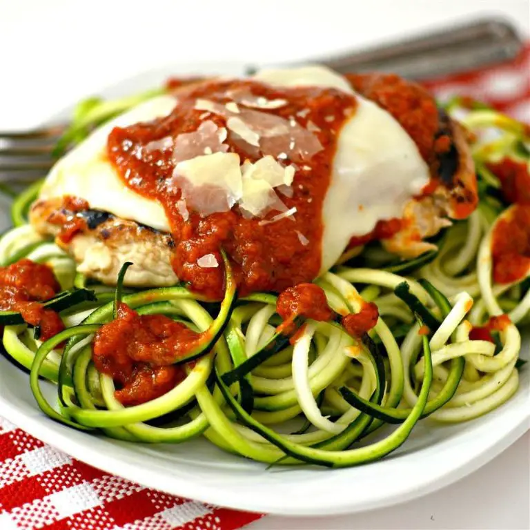 Parmesan Chicken Breast with Zucchini Noodles
