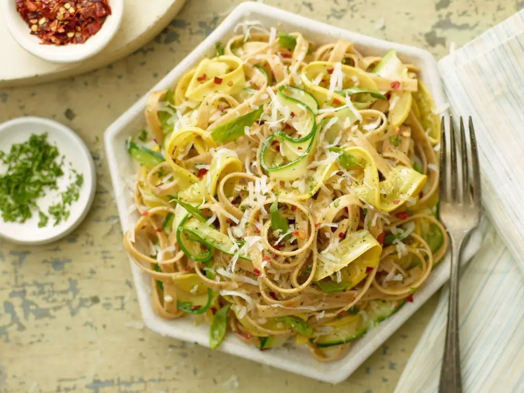 Parmesan Pasta with Zucchini Ribbons