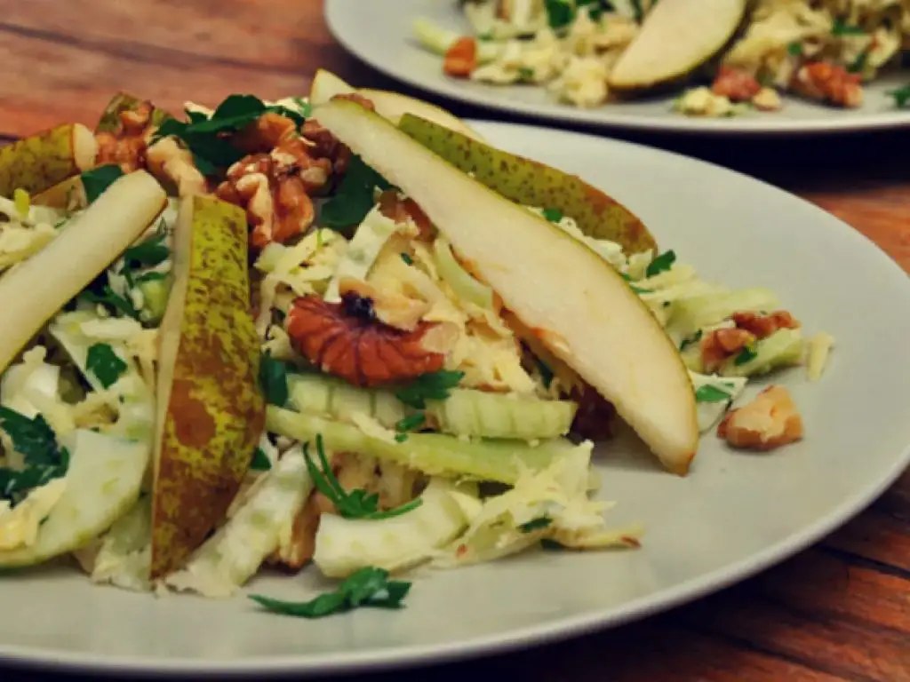 Parsnip and Pear Salad with Walnuts