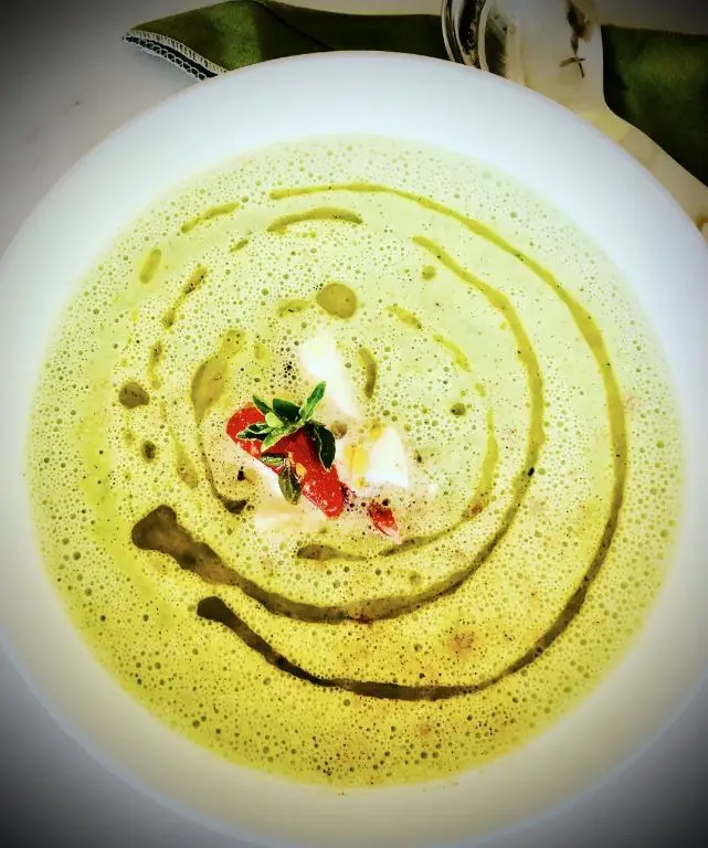 Pea Shoot and Cucumber Gazpacho