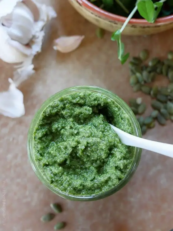 Pea Shoot and Pumpkin Seed Pesto