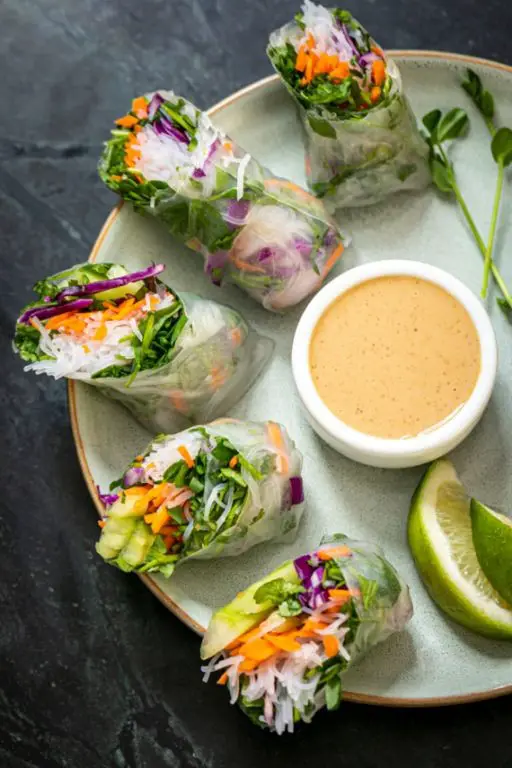 Pea Shoot and Radish Spring Rolls