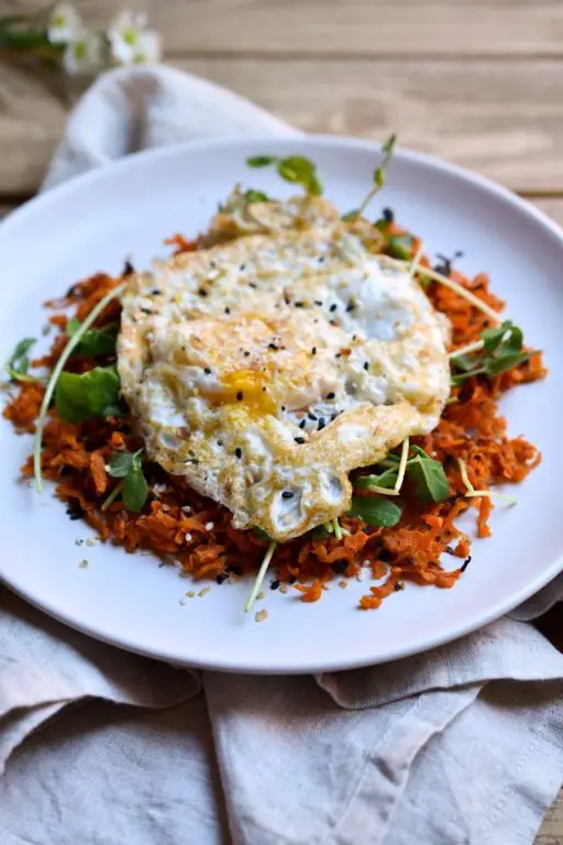 Pea Shoot and Sweet Potato Hash