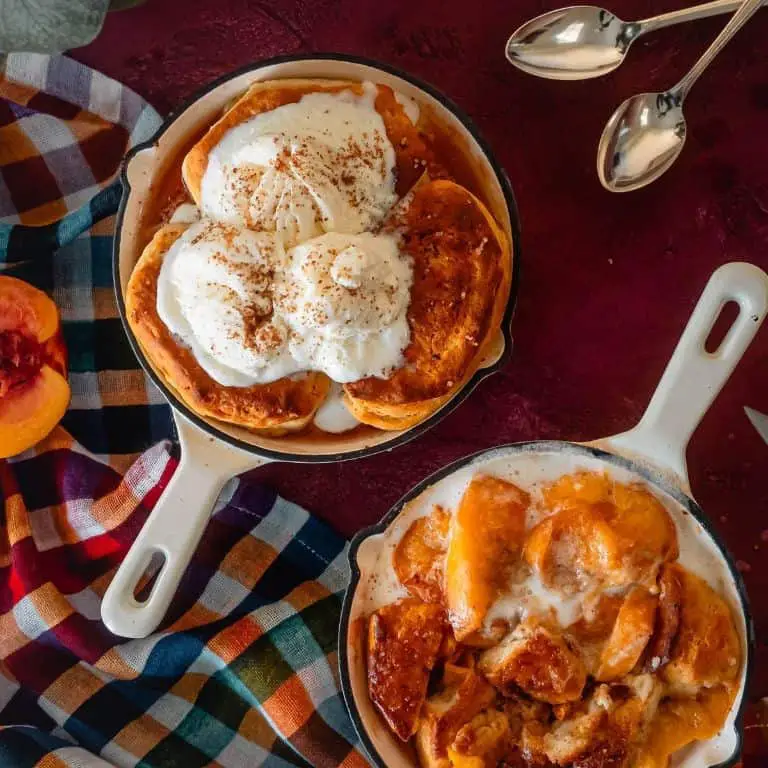 Peach Cobbler with Vanilla Ice Cream